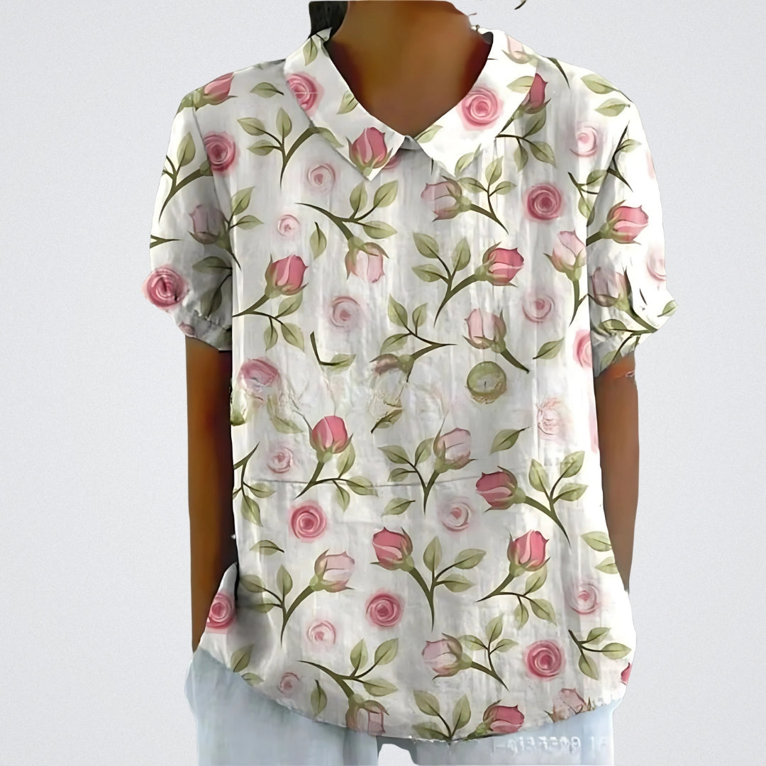 Lina | Bloemenlinnen Blouse