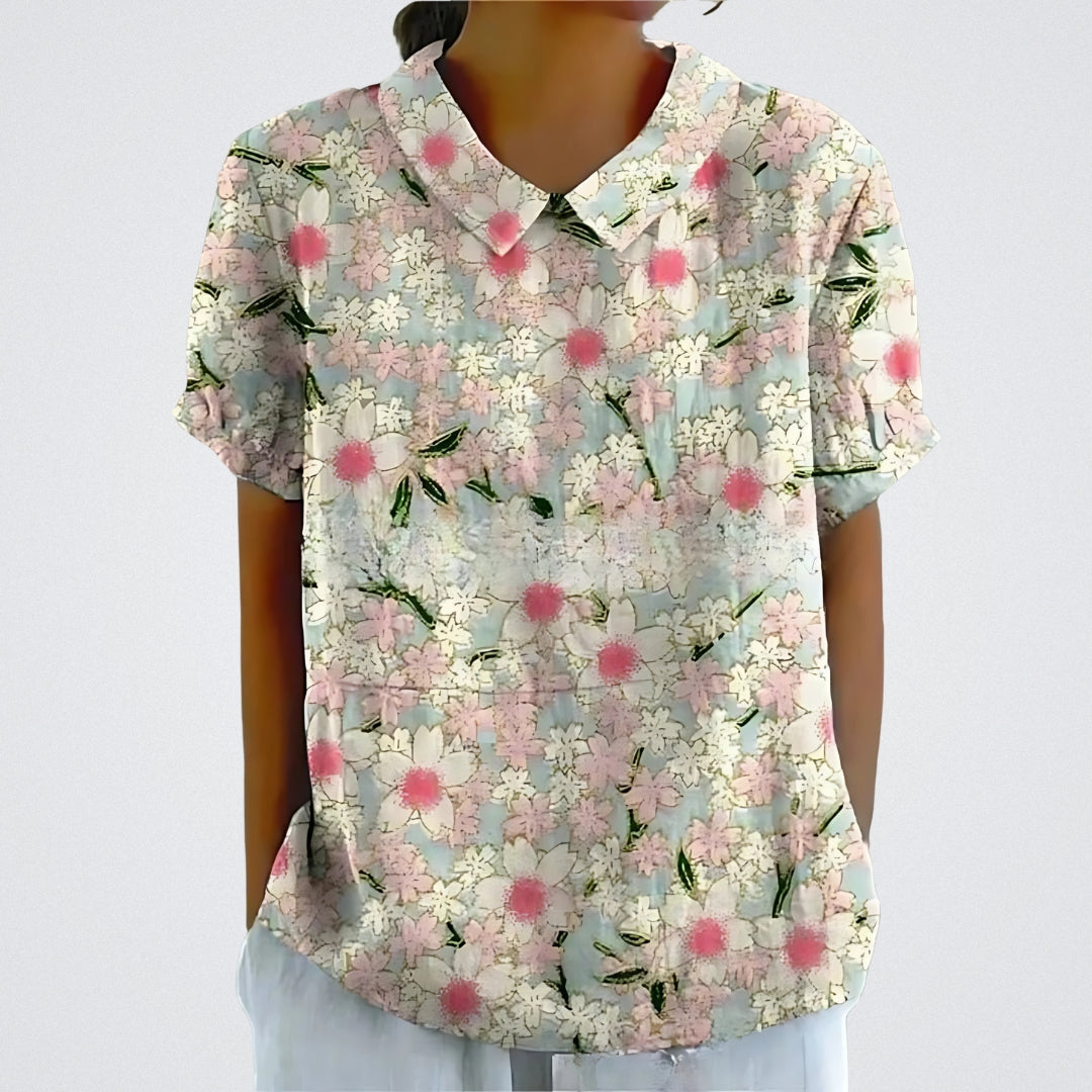 Lina | Bloemenlinnen Blouse