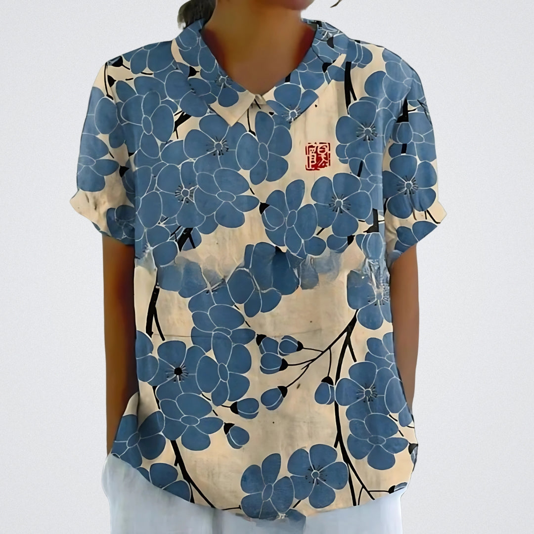 Lina | Bloemenlinnen Blouse