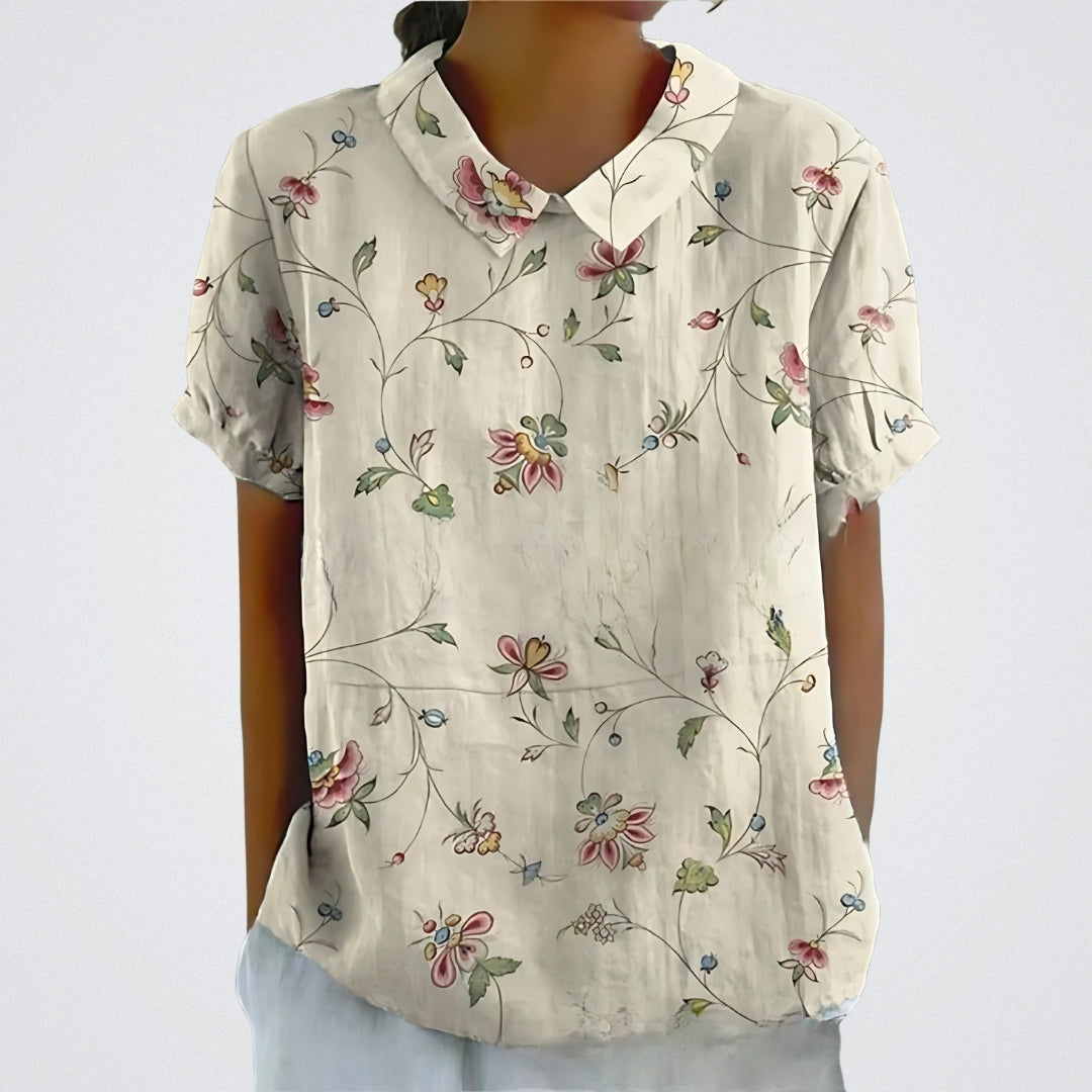 Lina | Bloemenlinnen Blouse