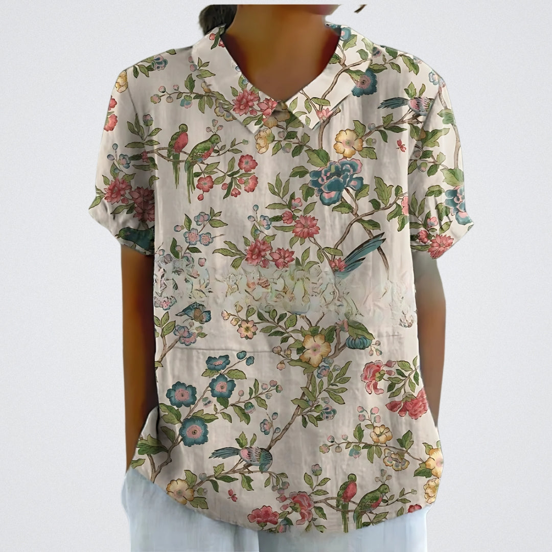 Lina | Bloemenlinnen Blouse