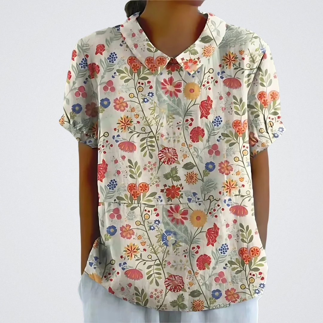Lina | Bloemenlinnen Blouse