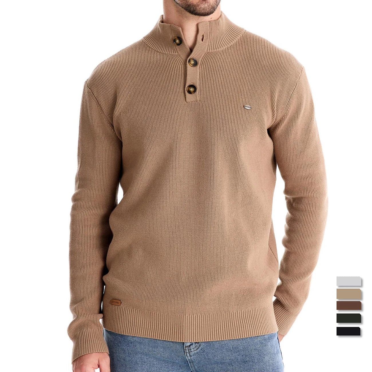 Leon™ | Heren Trui Met Knoopdesign