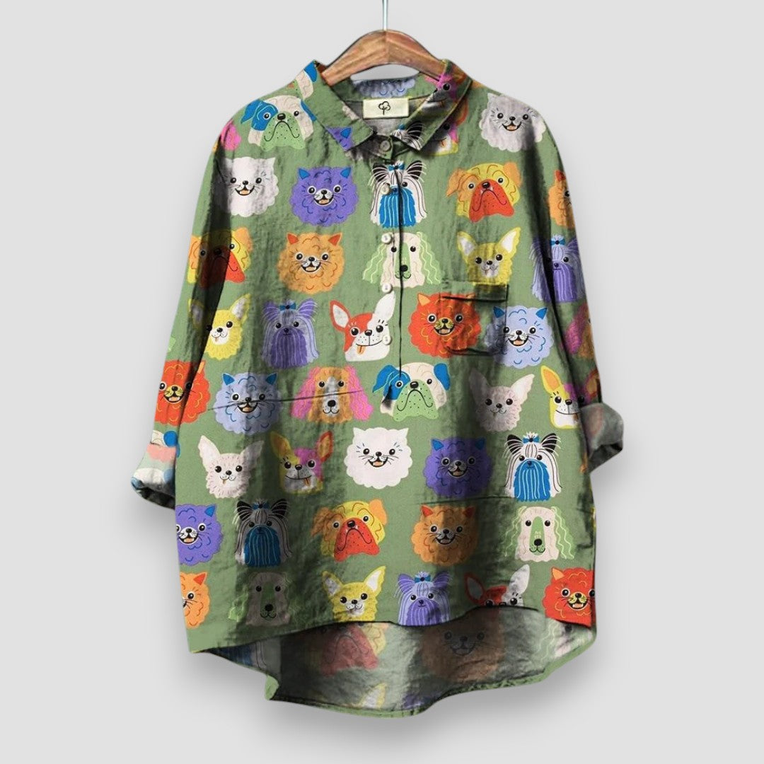 AMALIA | BLOUSE MET HONDENPRINT
