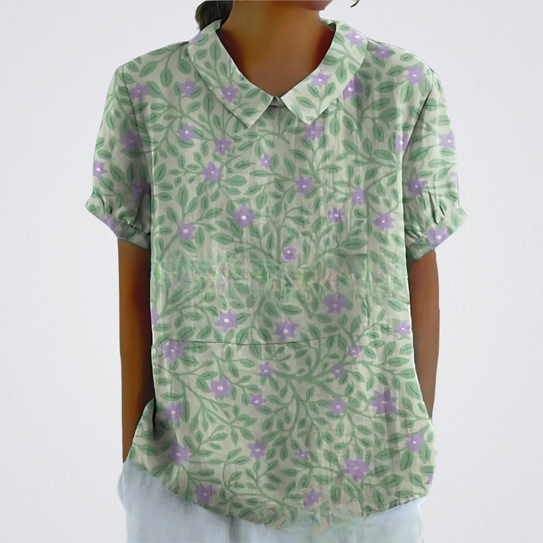 Lina | Bloemenlinnen Blouse