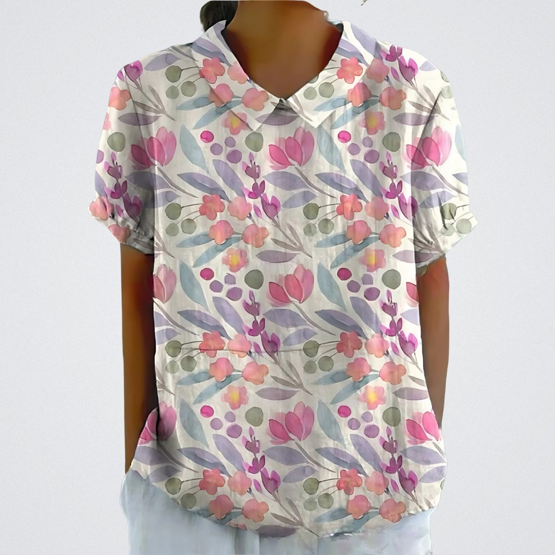 Lina | Bloemenlinnen Blouse