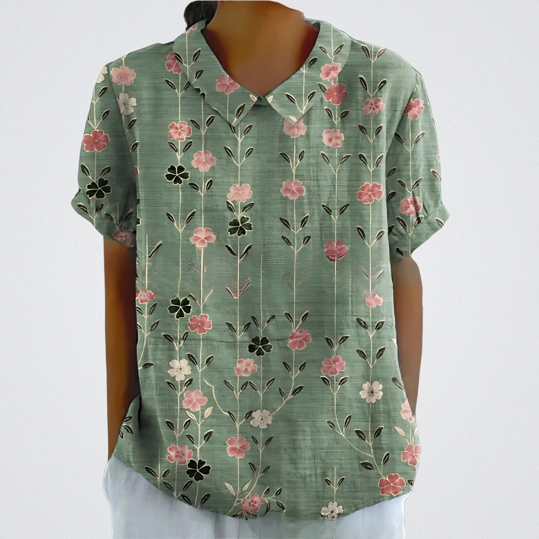 Lina | Bloemenlinnen Blouse