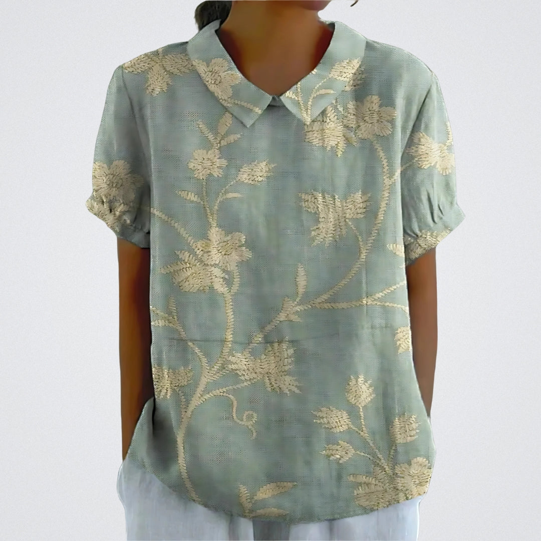 Lina | Bloemenlinnen Blouse