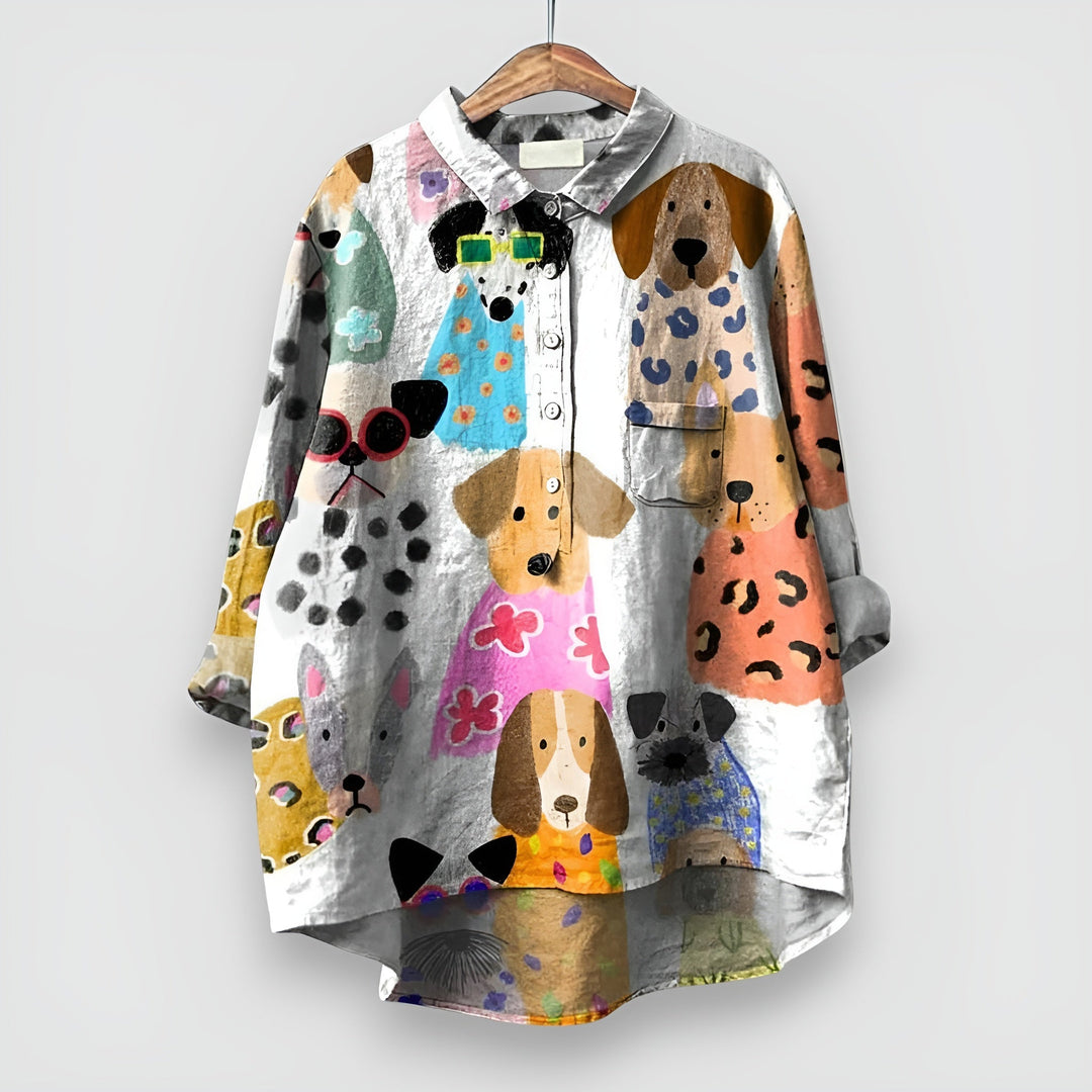 AMALIA | BLOUSE MET HONDENPRINT