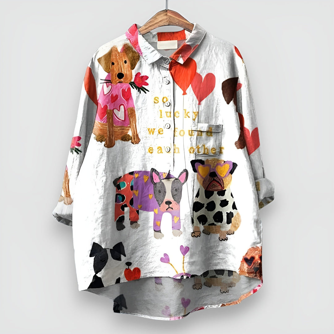 AMALIA | BLOUSE MET HONDENPRINT