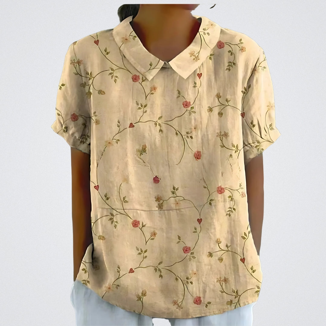 Lina | Bloemenlinnen Blouse