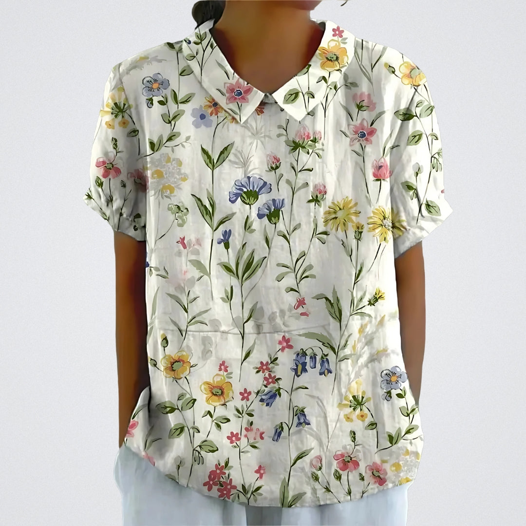 Lina | Bloemenlinnen Blouse